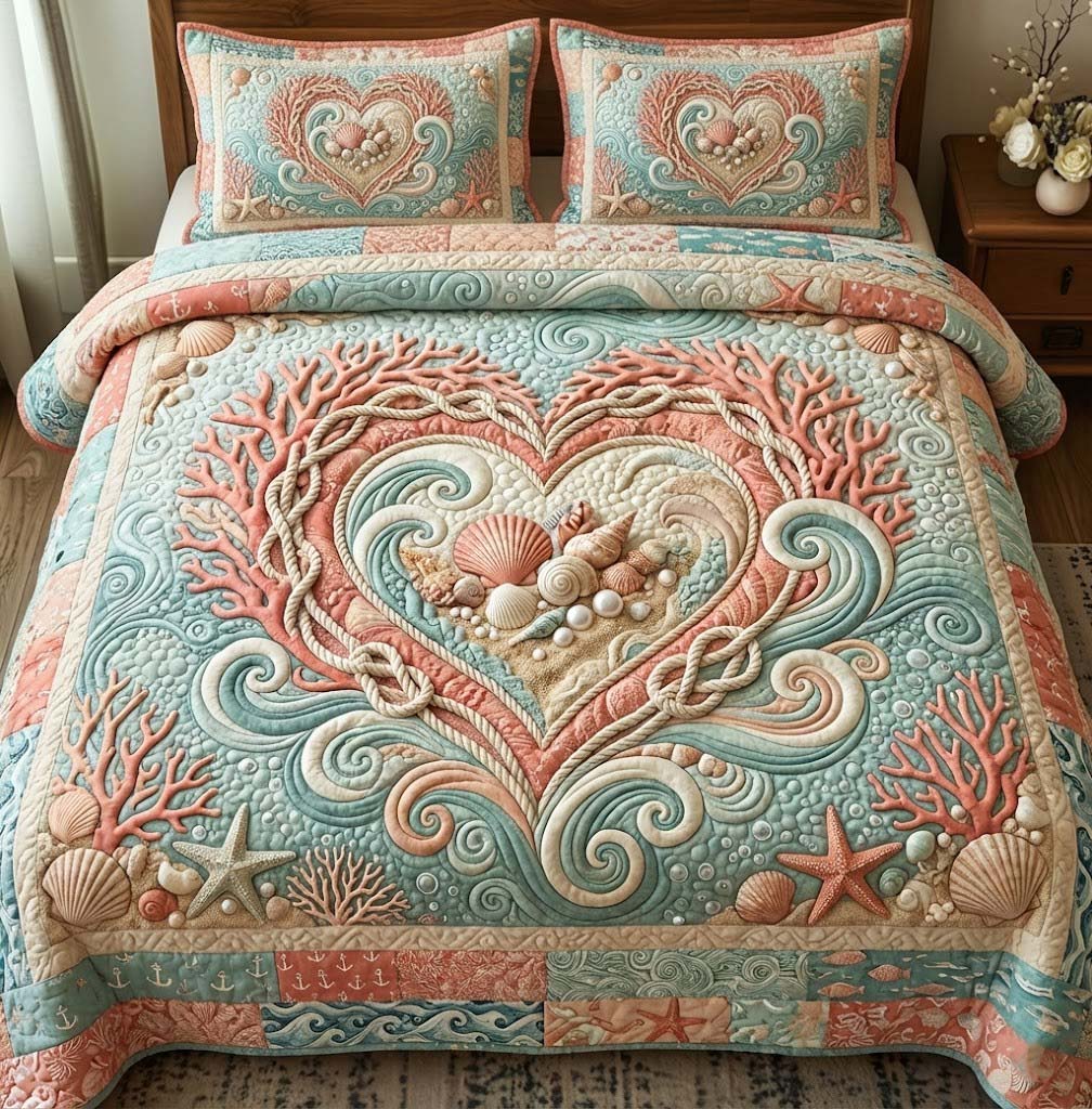 Ocean Love Quilted Bedding Set Autumn Inspired Bedroom Family Gift Ideas - Tradiviet