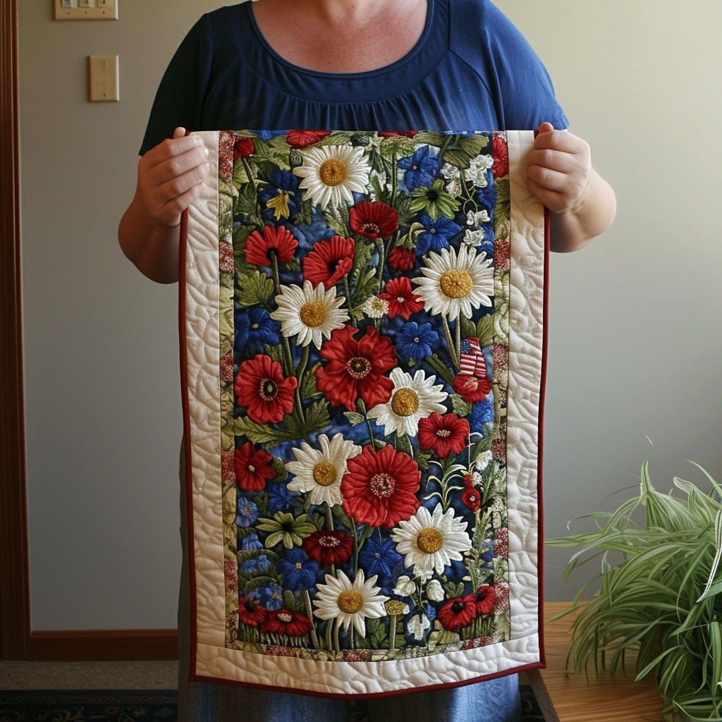 Old Glory Charm Quilted Table Runner  4th Of July Table Runner