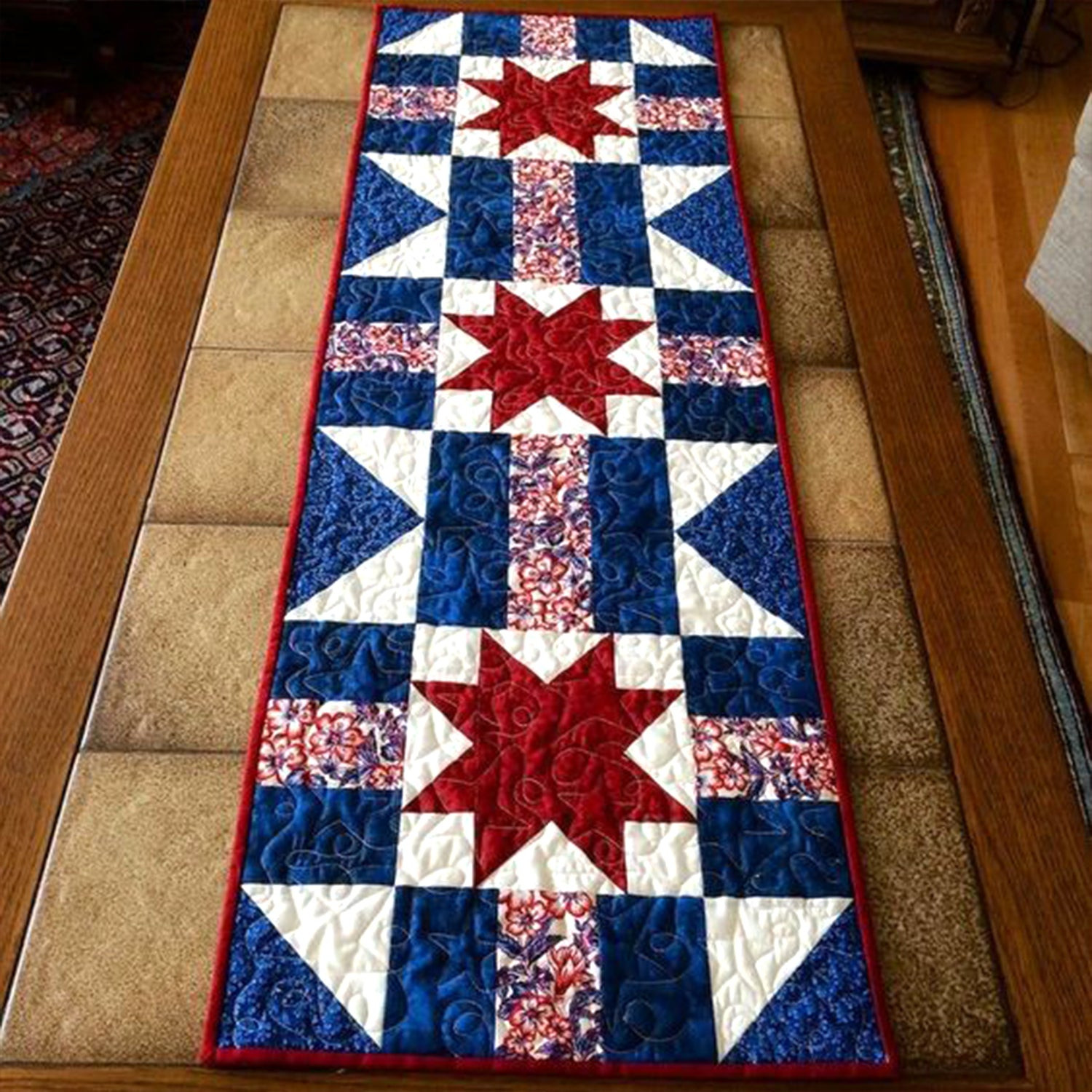 Old Glory Quilted Table Runner Dining Table Runner 4Th Of July Party Gifts