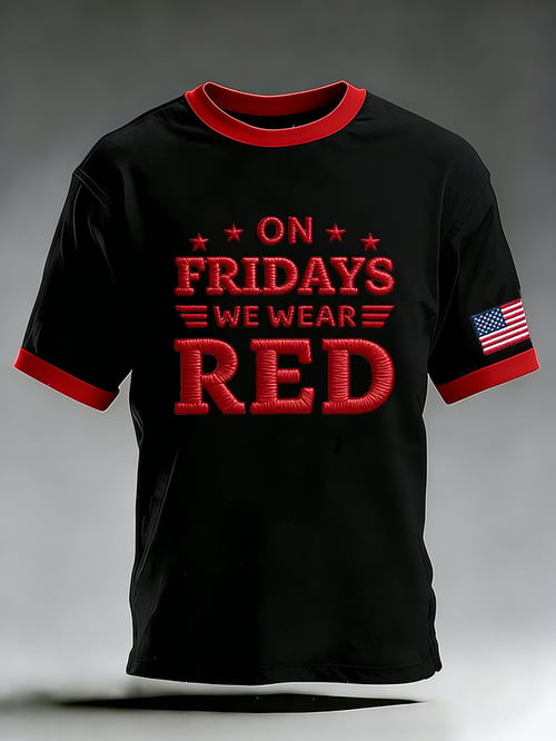 On Fridays We Wear Red T-Shirt USA 250 Years Of Independence Clothing Gift For Patriots - Tradiviet - Image 2
