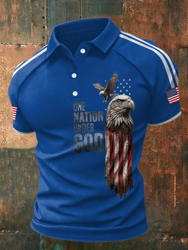 One Nation Under God Polo Shirt USA Eagle Patriotic Apparel Unique Gift For Father - Tradiviet - Image 4