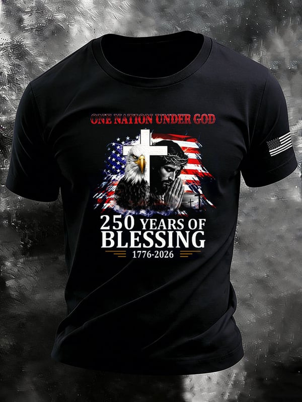 One Nation Under God T-Shirt 250 Years Of Blessing 1776 2026 Clothing Gift Ideas - Tradiviet