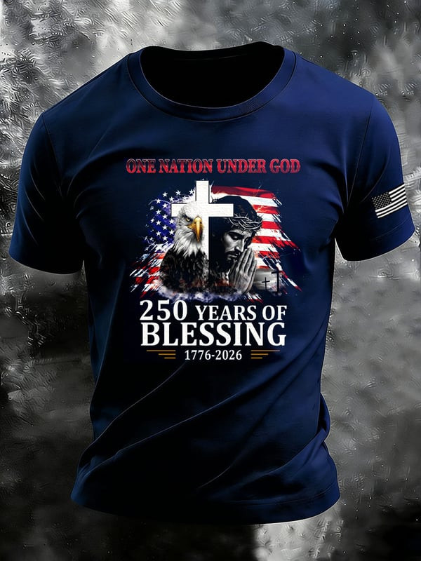 One Nation Under God T-Shirt 250 Years Of Blessing 1776 2026 Clothing Gift Ideas - Tradiviet - Image 2
