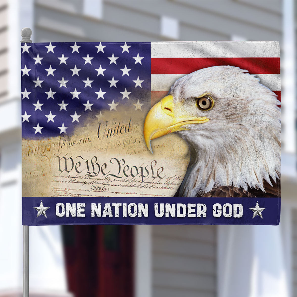 Our Nation Under God Eagle House Flag America 250 Years Flag Gifts For Patriotic Dad - Tradiviet