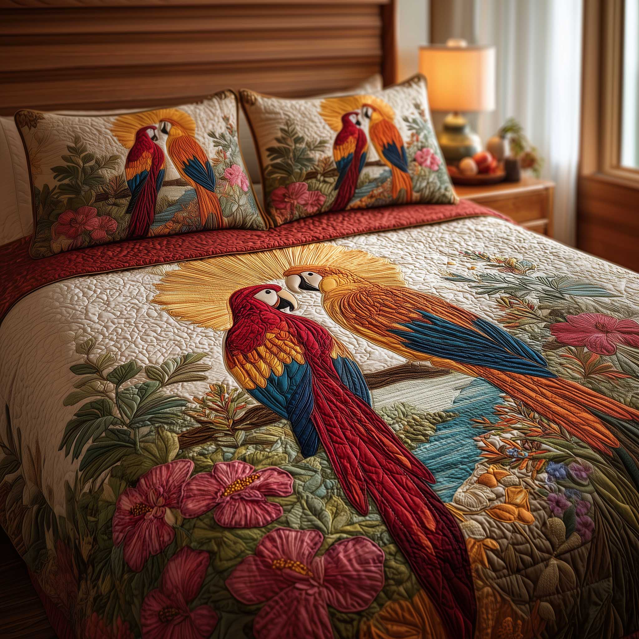 Parrot Love Quilted Bedding Set Room Decoration Items Mother's Day Gifts - Tradiviet