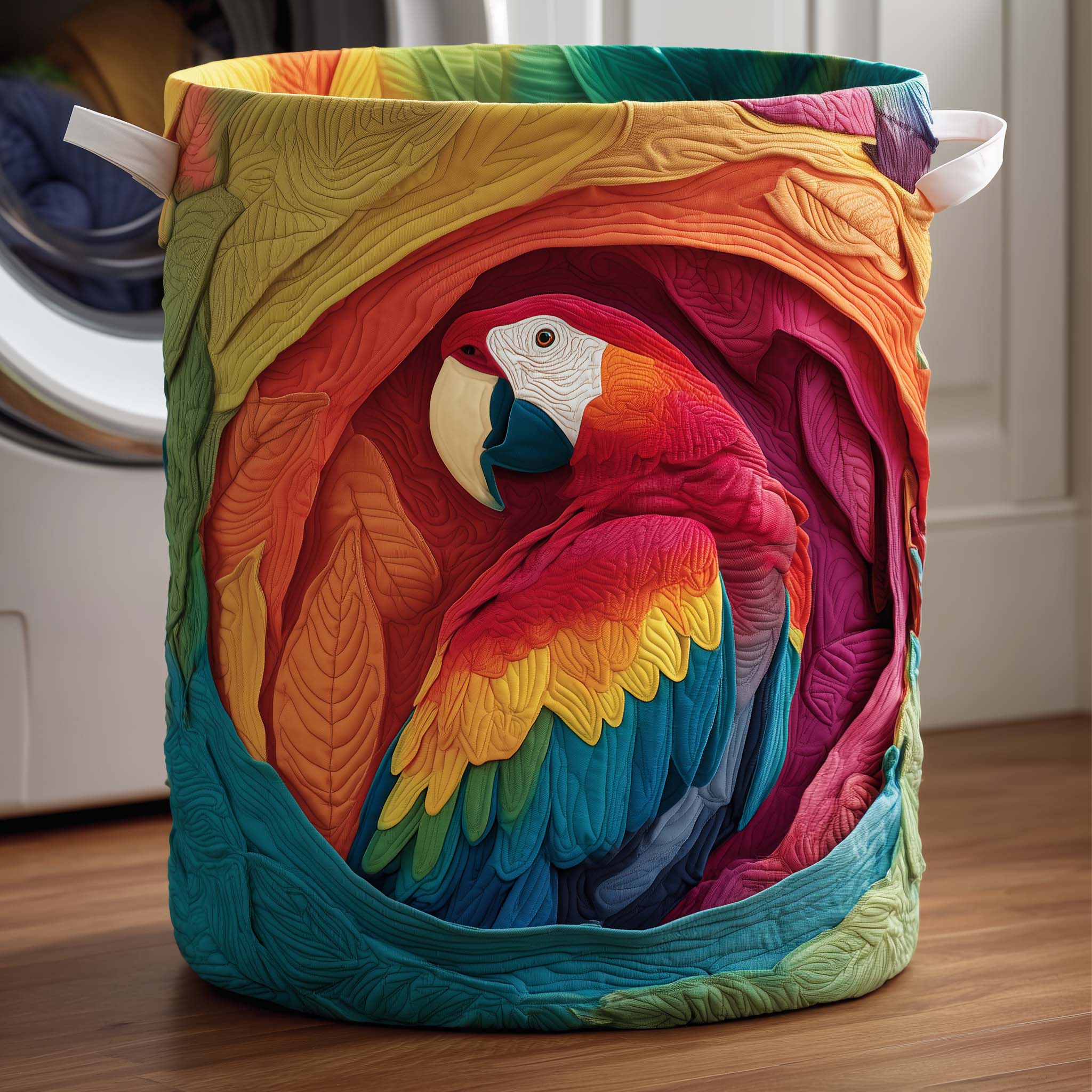 Parrot Paradise Quilted Laundry Basket Cute Room Decor Happy Mother's Day - Tradiviet