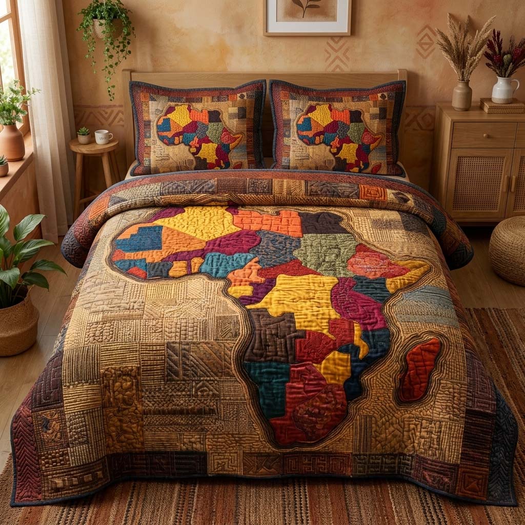 Patchwork Africa Quilted Bedding Set Holiday Home Decor Good Gift For Husband - Tradiviet
