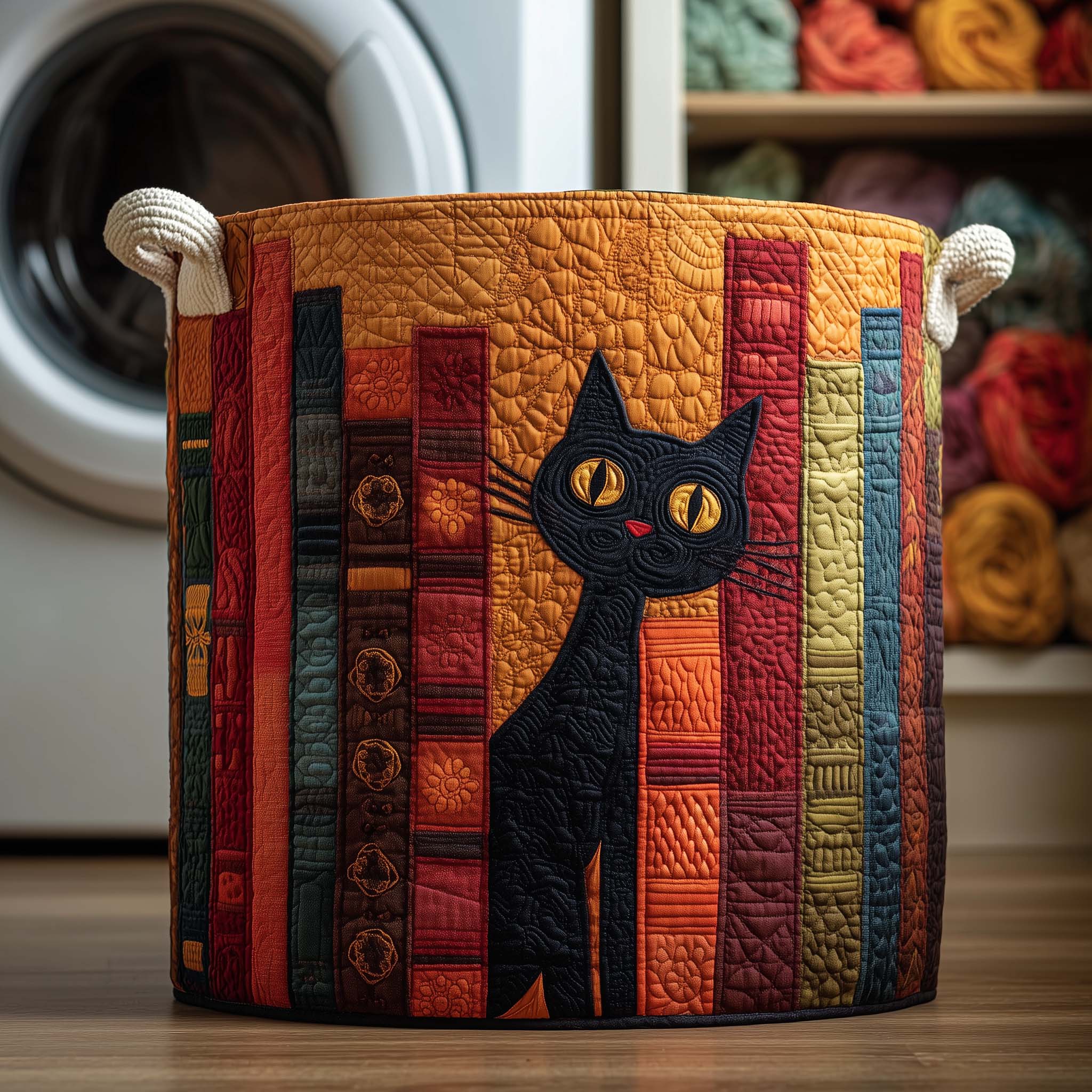 Patchwork Noir Quilted Laundry Basket Funny Baskets Presents For Sister In Law - Tradiviet