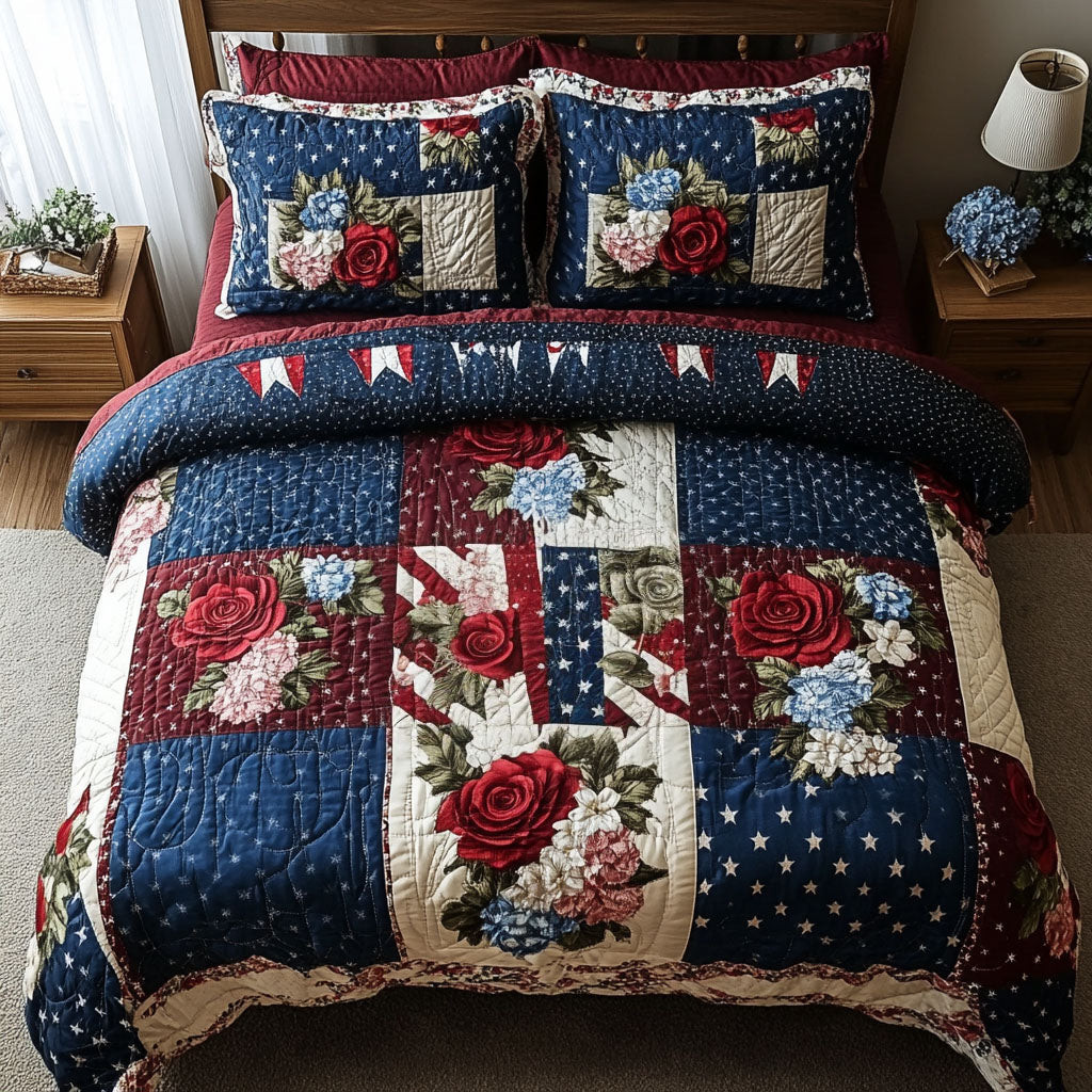 Patchwork Paradise  Quilted Bedding Set  Bed Sheet Set Fourth Of July Hostess Gifts