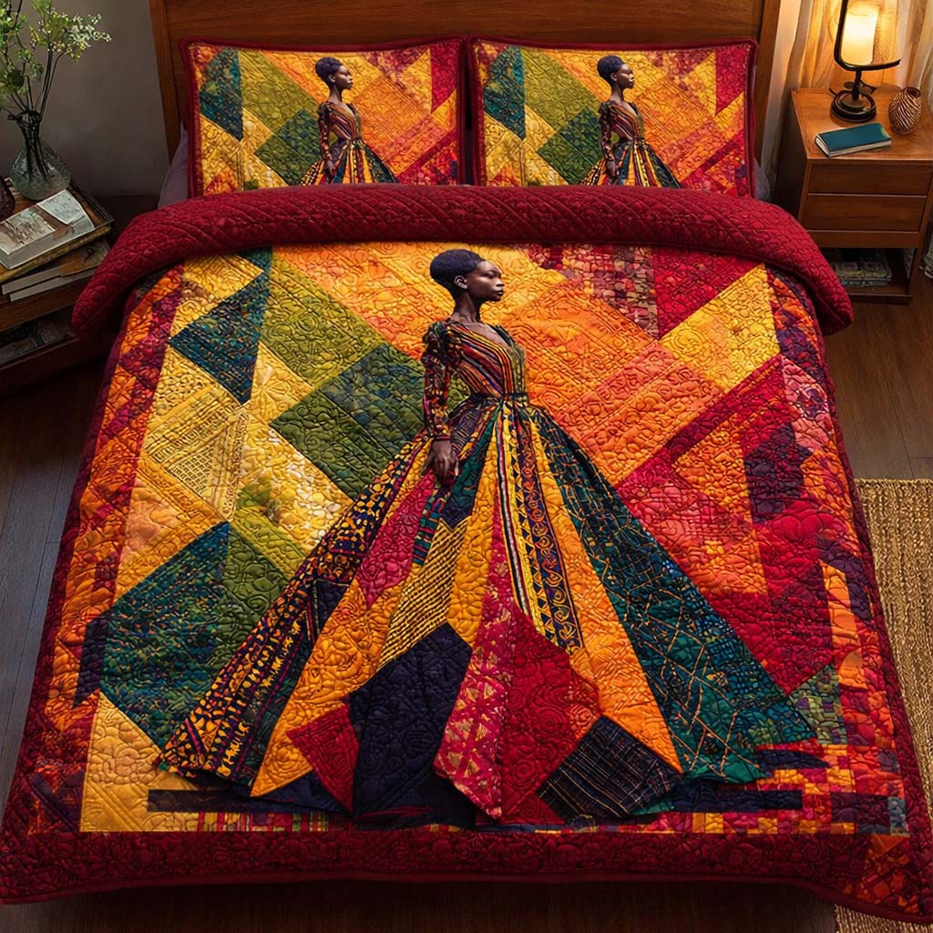 Patchwork Queen Quilted Bedding Set Bohemian Bedroom Furniture Gift For Rustic Charm - Tradiviet