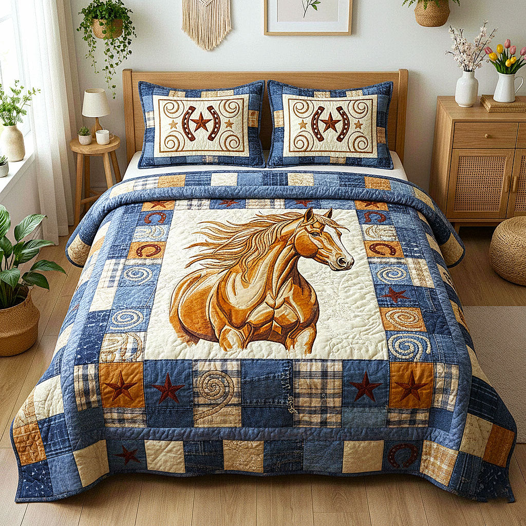 Patchwork Ranch Quilted Bedding Set Holiday Room Decoration Items Gift For Dad - Tradiviet