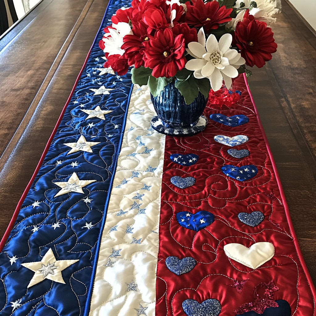 Patriot Bowline Quilted Table Runner  Holiday Table Runner Cute 4Th Of July Gifts