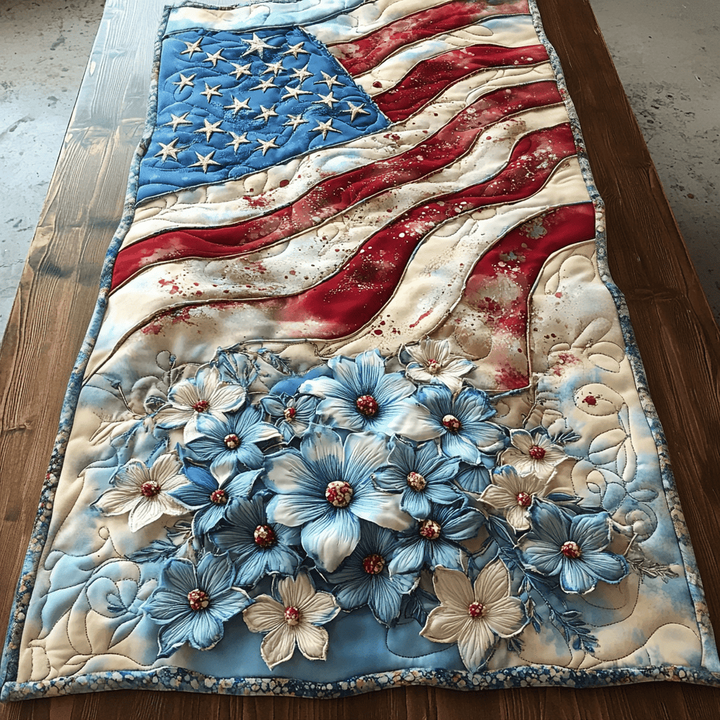 Patriot Essence Quilted Table Runner  Holiday Table Runner Cute 4Th Of July Gifts