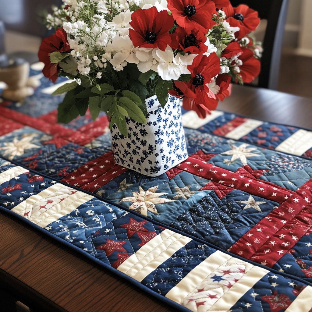 Patriot Path Quilted Table Runner  Holiday Table Runner Cute 4Th Of July Gifts