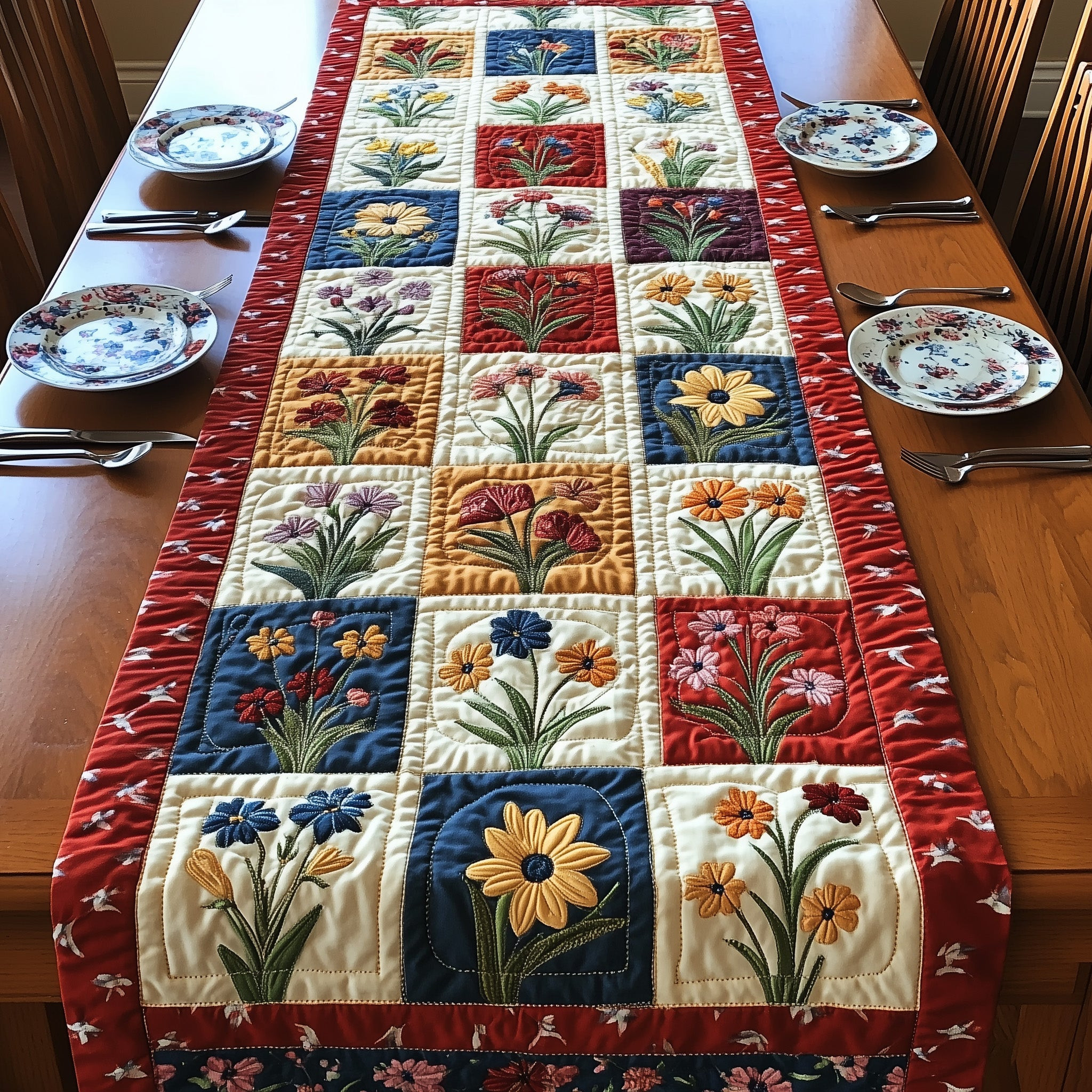 Patriot Petal Quilted Table Runner 4Th Of July Client Gifts