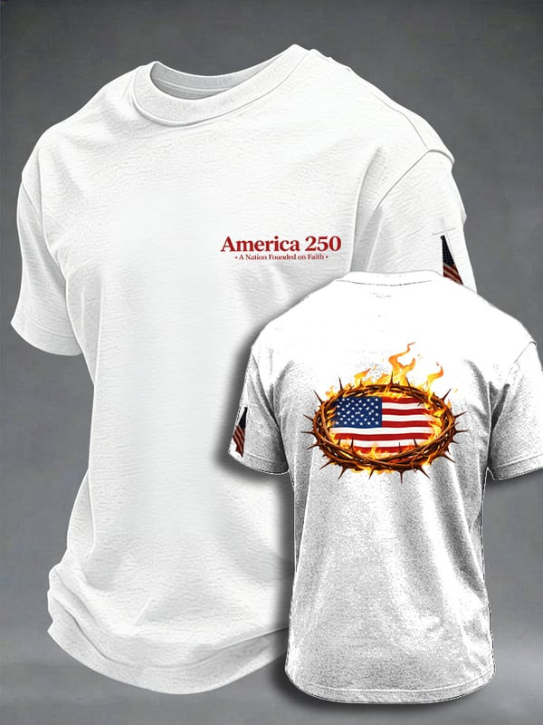Patriotic America 250 Years T-Shirt A Nation Founded On Faith Clothing Gift Ideas - Tradiviet