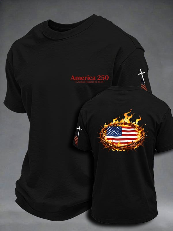 Patriotic America 250 Years T-Shirt A Nation Founded On Faith Clothing Gift Ideas - Tradiviet - Image 2