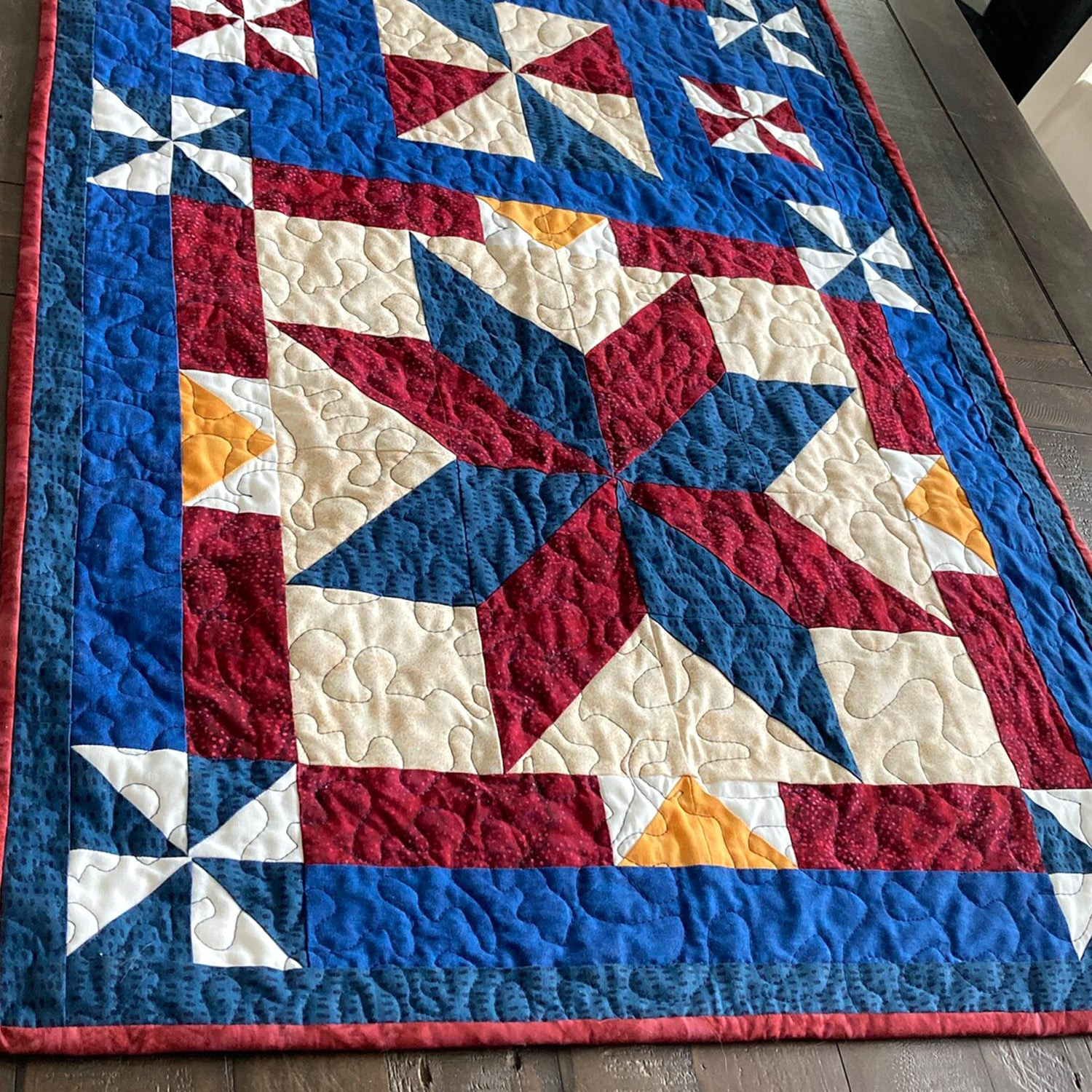 Patriotic Elegance Quilted Table Runner Independence Day Runner 4Th Of July Present