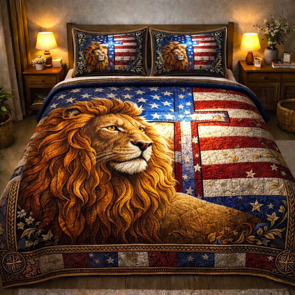 Patriotic Faith Liberty Quilted Bedding Set Holiday Bedroom Decorations Gift Ideas - Tradiviet