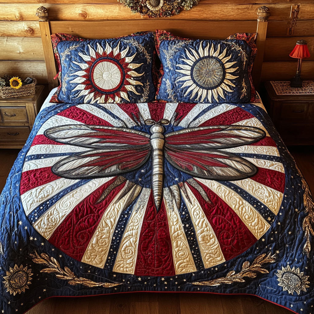 Patriotic Flight  Quilted Bedding Set  King Size Bed Set Best 4Th Of July Gifts