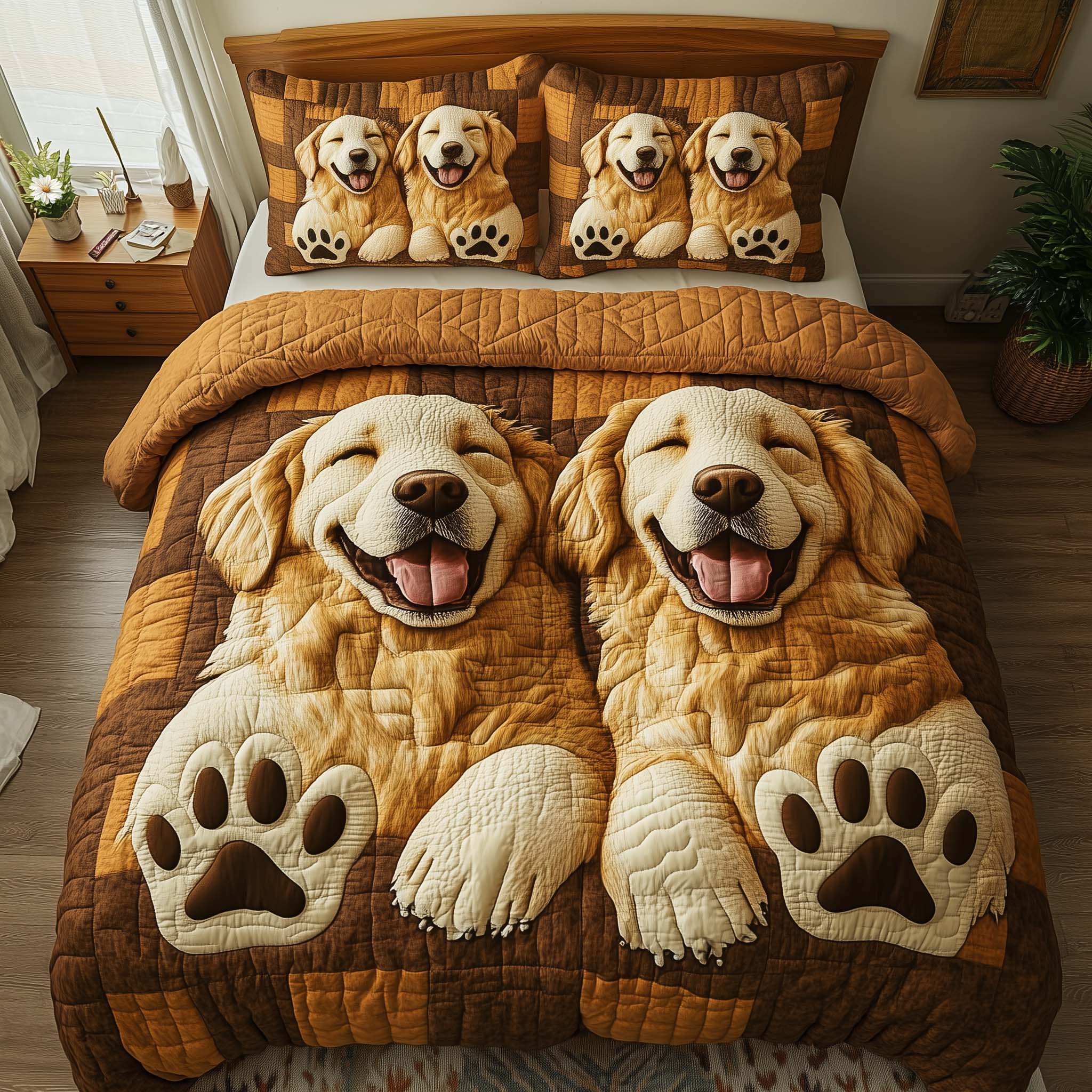 Paw Love Quilted Bedding Set Bed Room Decoration Paw Love Gift For Dog Lovers - Tradiviet