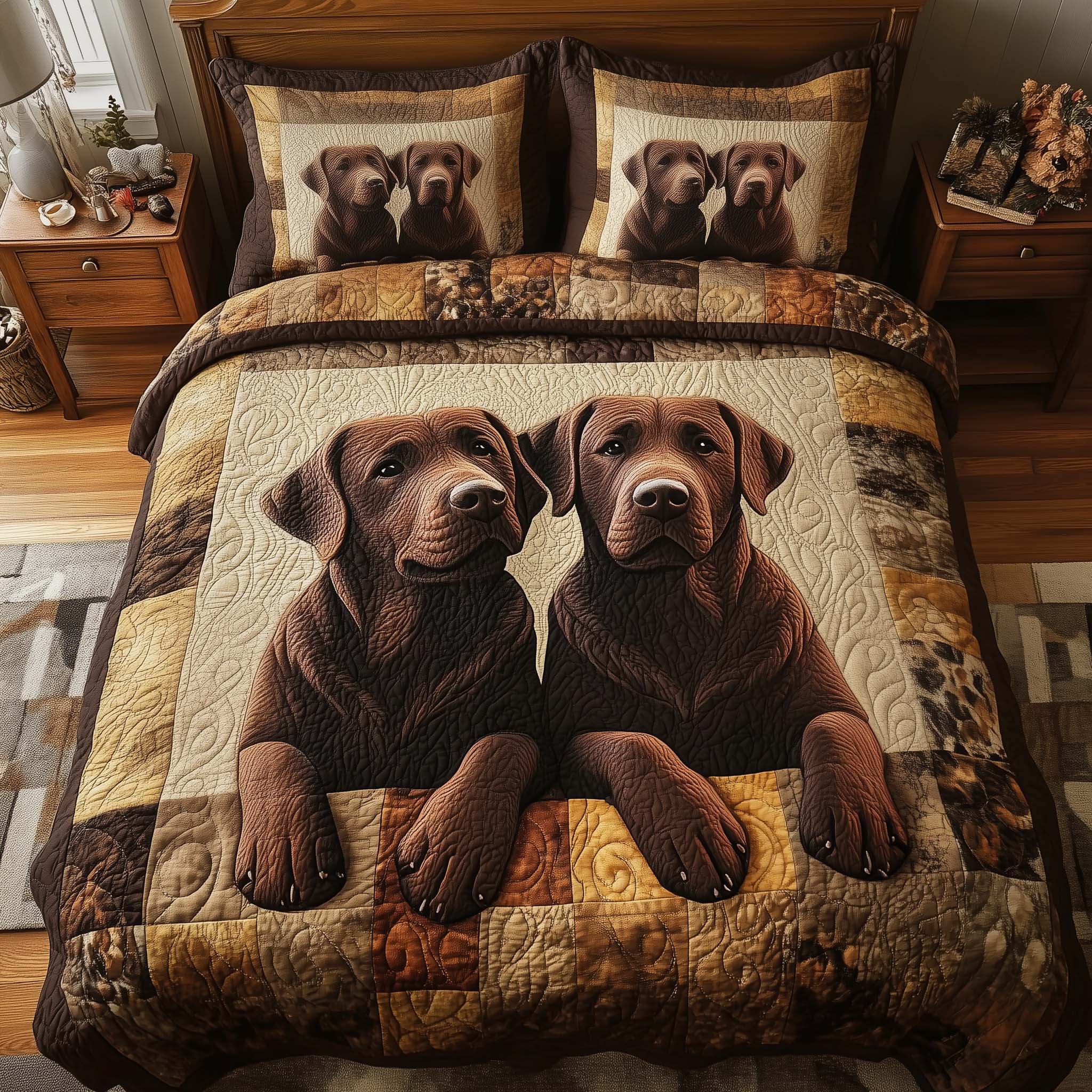 Paw Love Quilted Bedding Set Bedroom Decorations Paw Love Gifts For Pet Parents - Tradiviet
