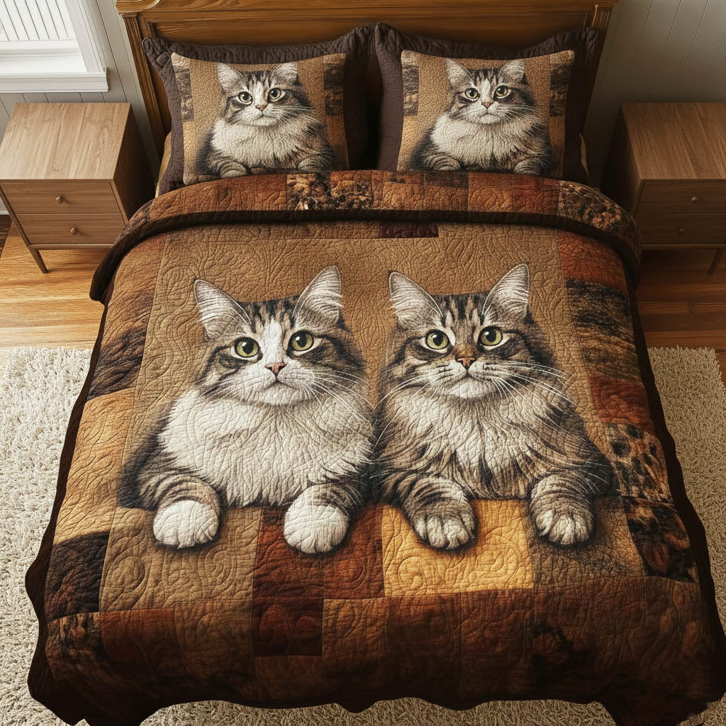 Pawfect Gang Quilted Bedding Set Holiday Bedroom Decor Father's Day Gift Ideas - Tradiviet