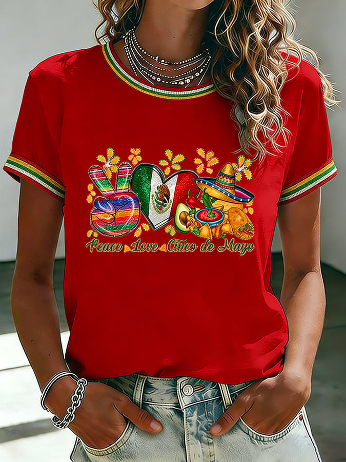 Peace Lover Cinco De Mayo T-Shirt Mexican Fiesta Party Clothes Gift For Mexico Lover