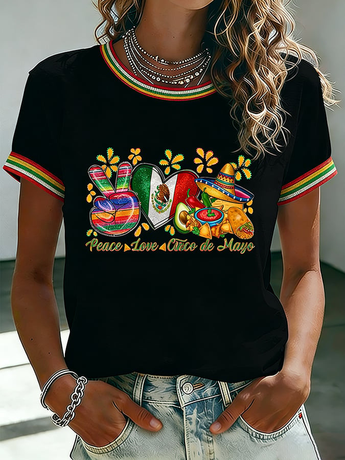 Peace Lover Cinco De Mayo T-Shirt Mexican Fiesta Party Clothes Gift For Mexico Lover - Image 2