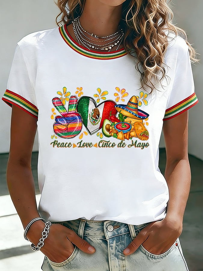 Peace Lover Cinco De Mayo T-Shirt Mexican Fiesta Party Clothes Gift For Mexico Lover - Image 3