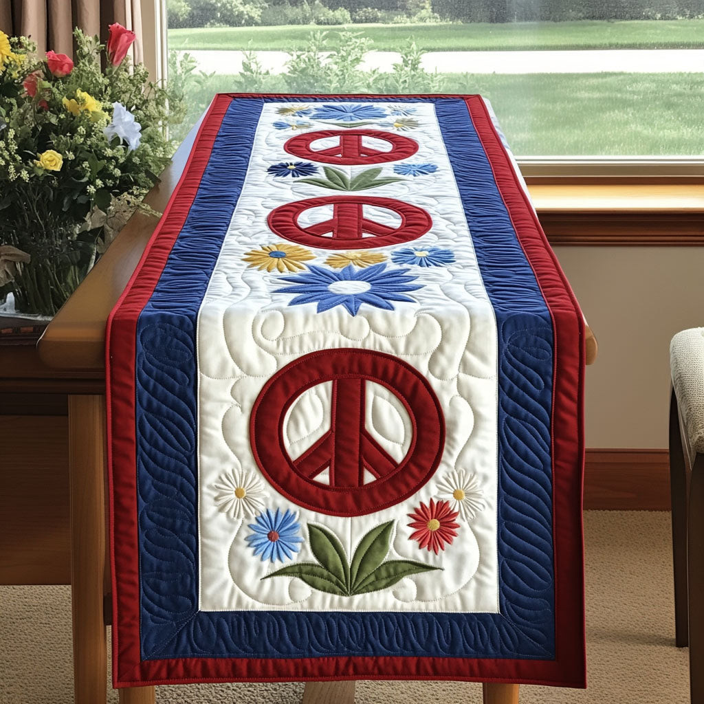 Peaceful Blossoms Quilted Table Runner  Dining Table Runner Fourth Of July Birthday Gifts