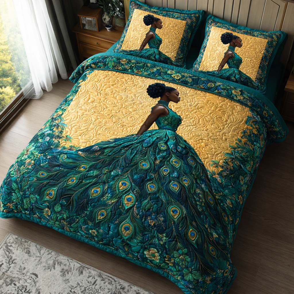Peacock Elegance Quilted Bedding Set Holiday Home Decor Ideas Mother's Day Gift Ideas - Tradiviet