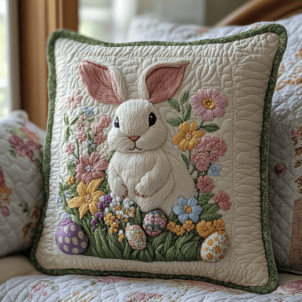 Peep Parade Quilted Pillow Case Spring Nature Inspired Bedroom Decor Gift For Grandma - Tradiviet