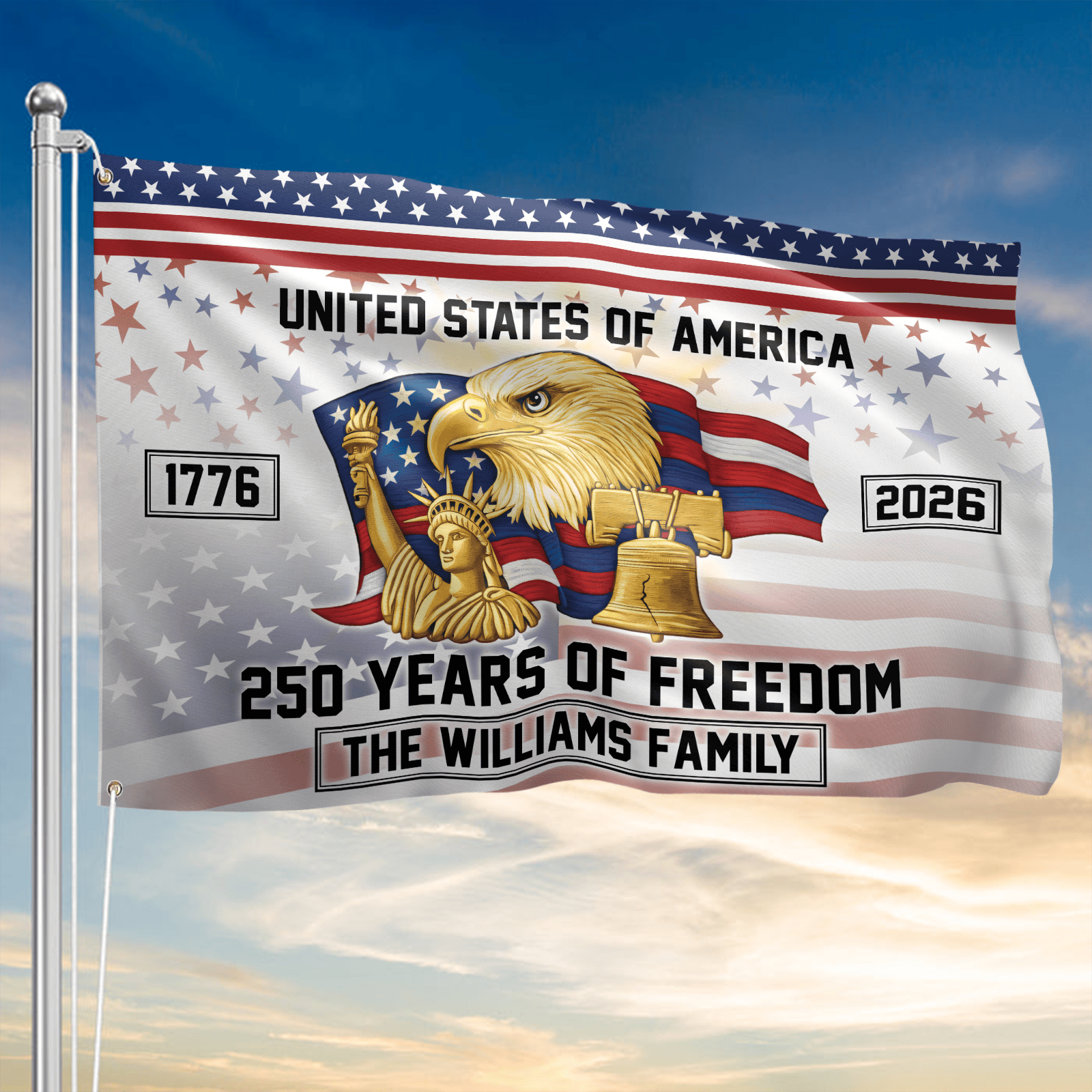 Personalizable USA 250 Years Of Freedom Flag 1776 2026 American Flag Yard Sign Gift For Him - Tradiviet