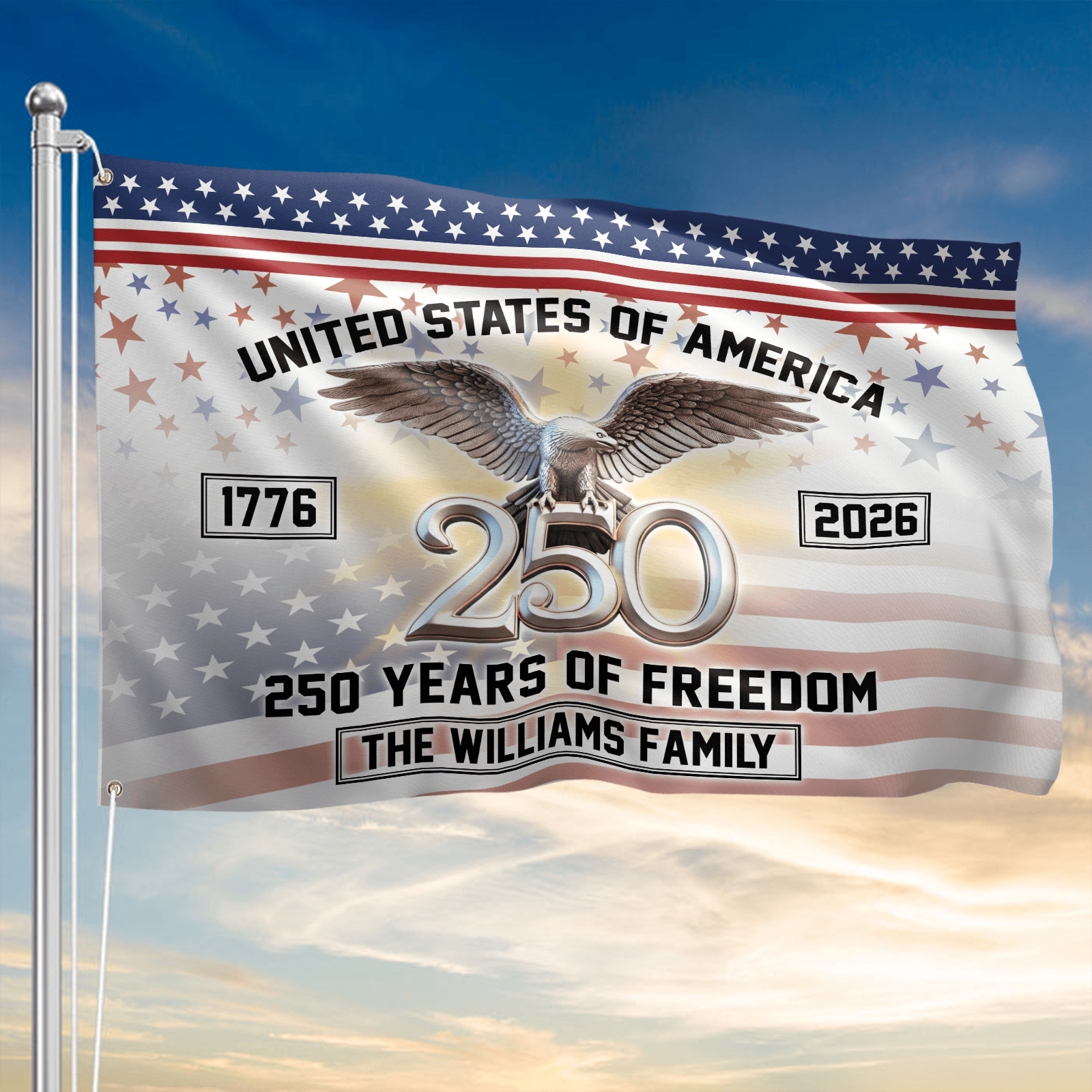 Personalizable USA 250 Years Of Freedom Flag 4Th Of July House Decor Gift For Dad - Tradiviet