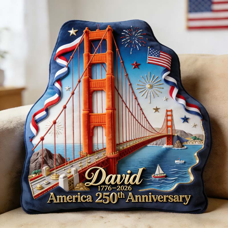 Personalized 250th Anniversary Shape Pillow Patriotic American Plush Fourth Of July Gifts - Tradiviet