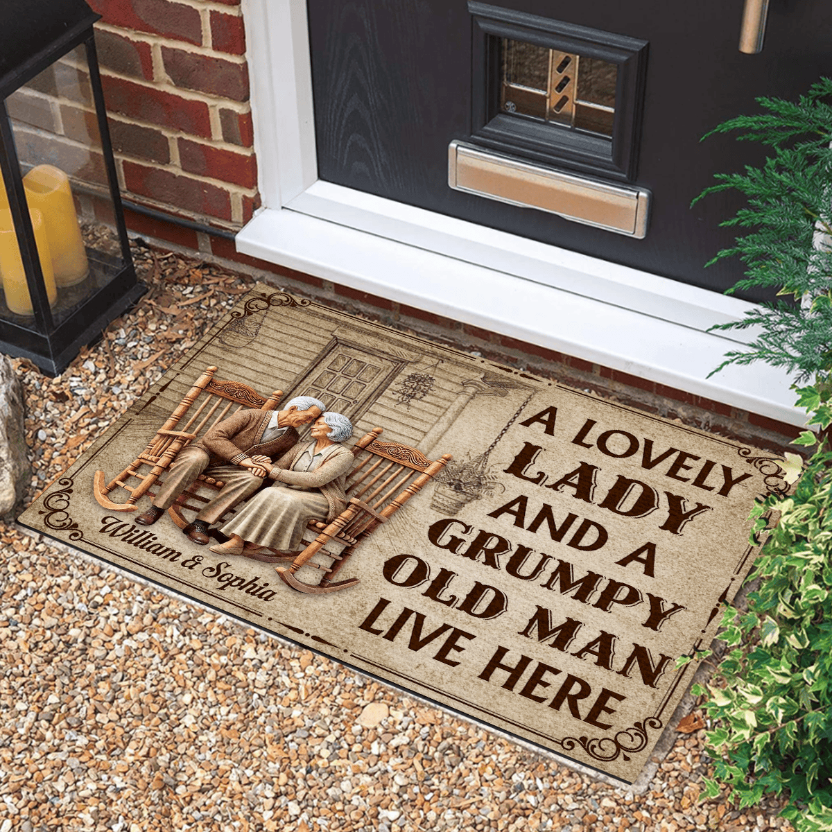 Personalized A Lovely Couple Live Here Doormat 1776 2026 Merch Welcome Mat Patriotic Gifts - Tradiviet