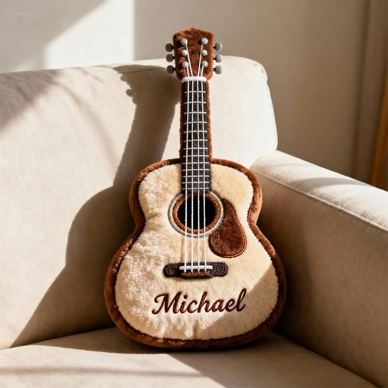 Personalized Acoustic Guitar Pillow Custom Name Guitar Pillow Music Lover Gift For Him - Tradiviet