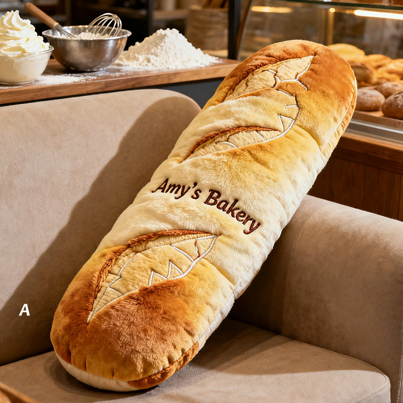 Personalized Baguette Shaped Pillow Bread Loaf Plush Kitchen Decor Gift For Him - Tradiviet
