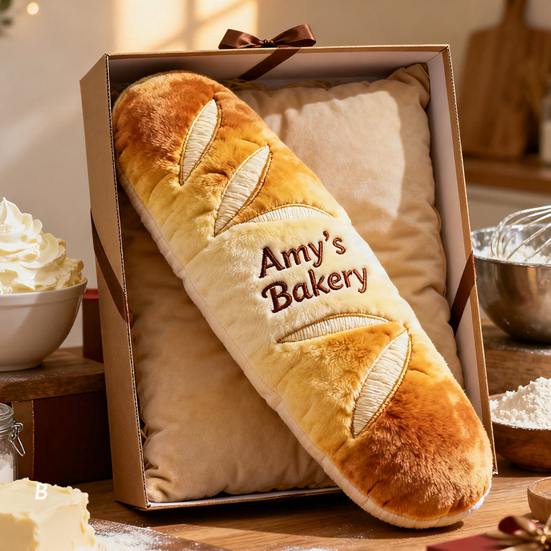Personalized Baguette Shaped Pillow Funny Food Plush Unique Gift For Baker - Tradiviet