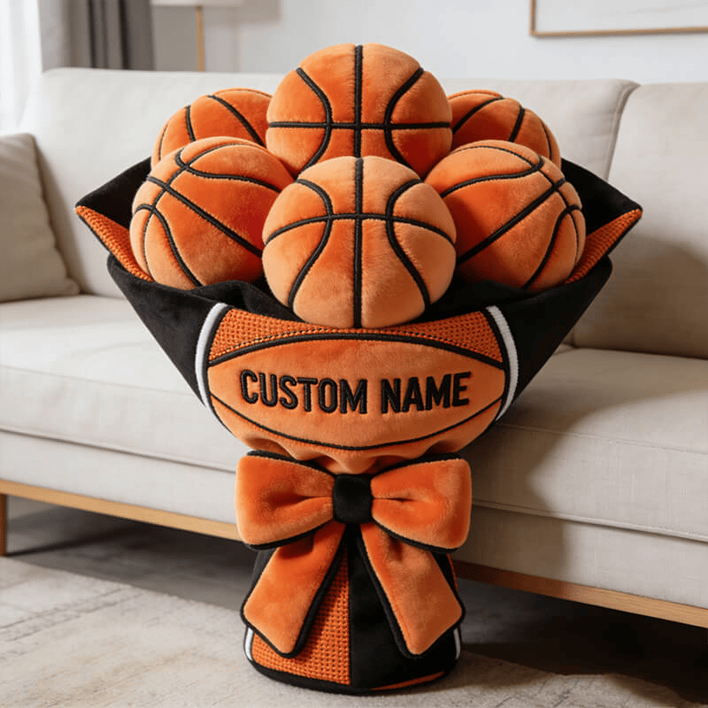 Personalized Basketball Pillow Custom Name Sports Plush Basketball Fan Gift Him - Tradiviet