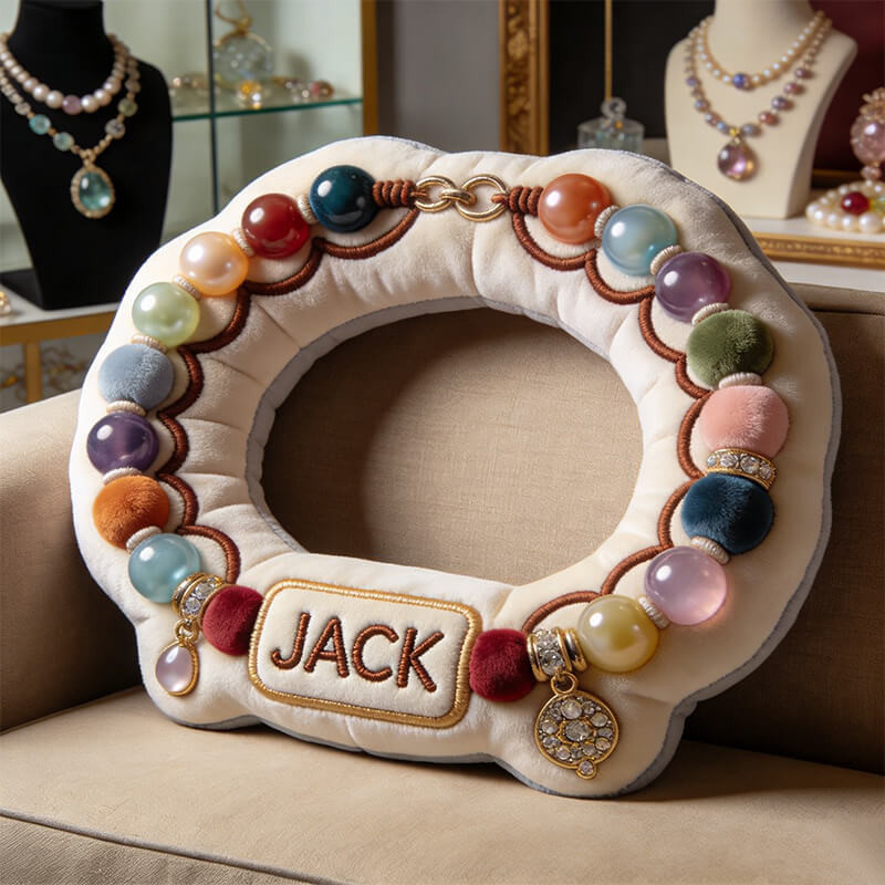 Personalized Beaded Bracelet Pillow Custom Name Bracelet Plush Decor Gift for Her - Tradiviet