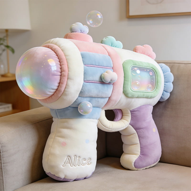 Personalized Bubble Gun Pillow Patel Bubble Gun Plush Decor Gift For Kids - Tradiviet