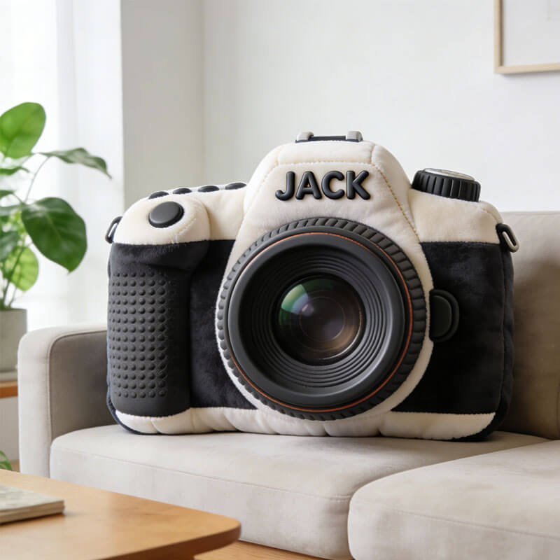 Personalized Camera Pillow Photography Lover Plush Best Gift for Husband - Tradiviet
