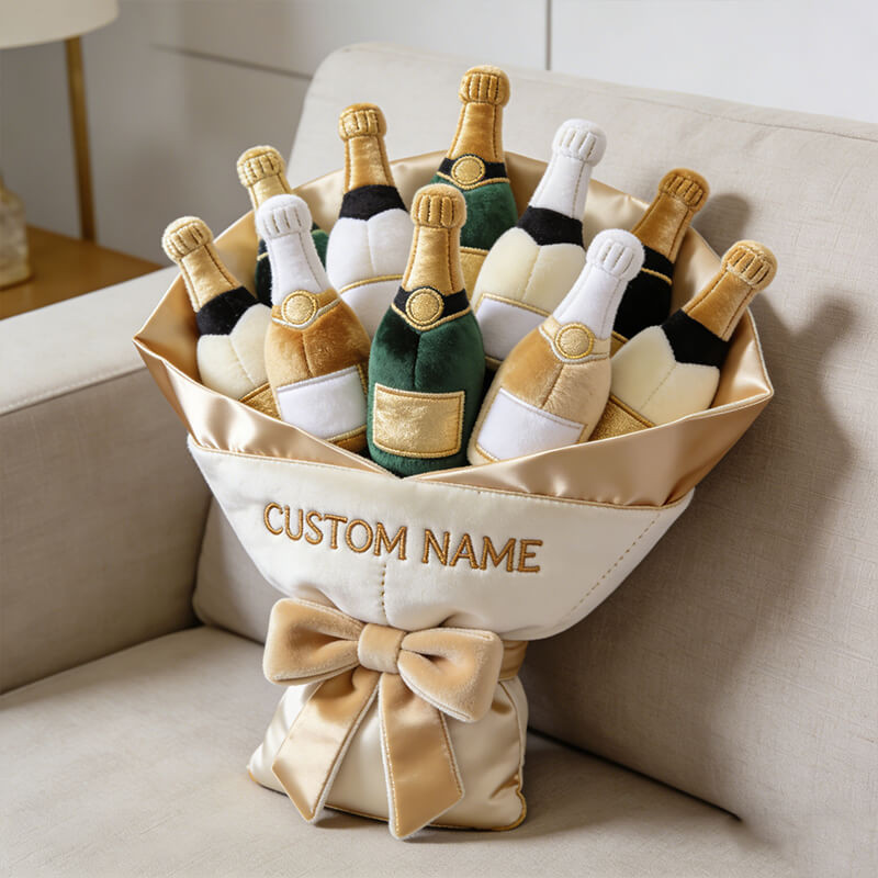 Personalized Champagne Bottle Pillow Wine Bouquet Plush Best Gift for Husband - Tradiviet