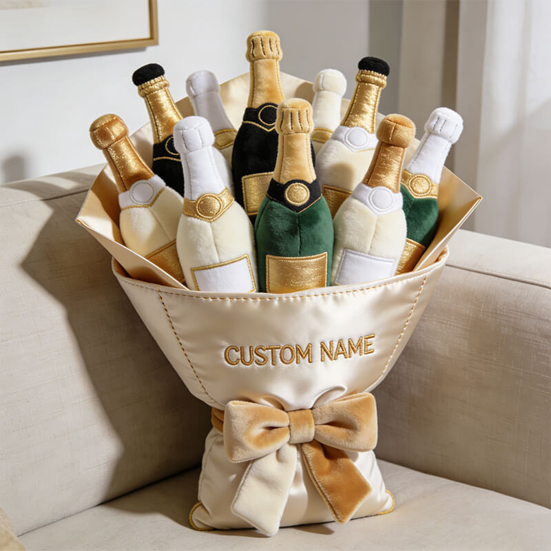 Personalized Champagne Bottle Pillow Wine Bouquet Plush Best Gift for Husband - Tradiviet