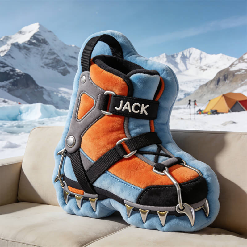 Personalized Climbing Boot Pillow Crampon Boot Sofa Plush Climbing Gift Idea - Tradiviet