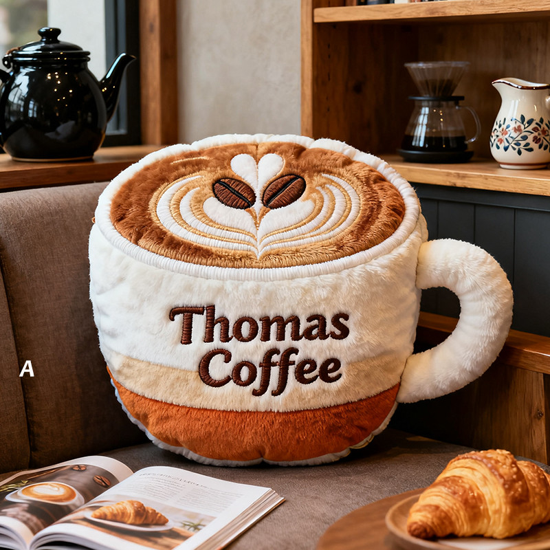 Personalized Coffee Cup Pillow Custom Name Coffee Plush Coffee Lover Gifts - Tradiviet