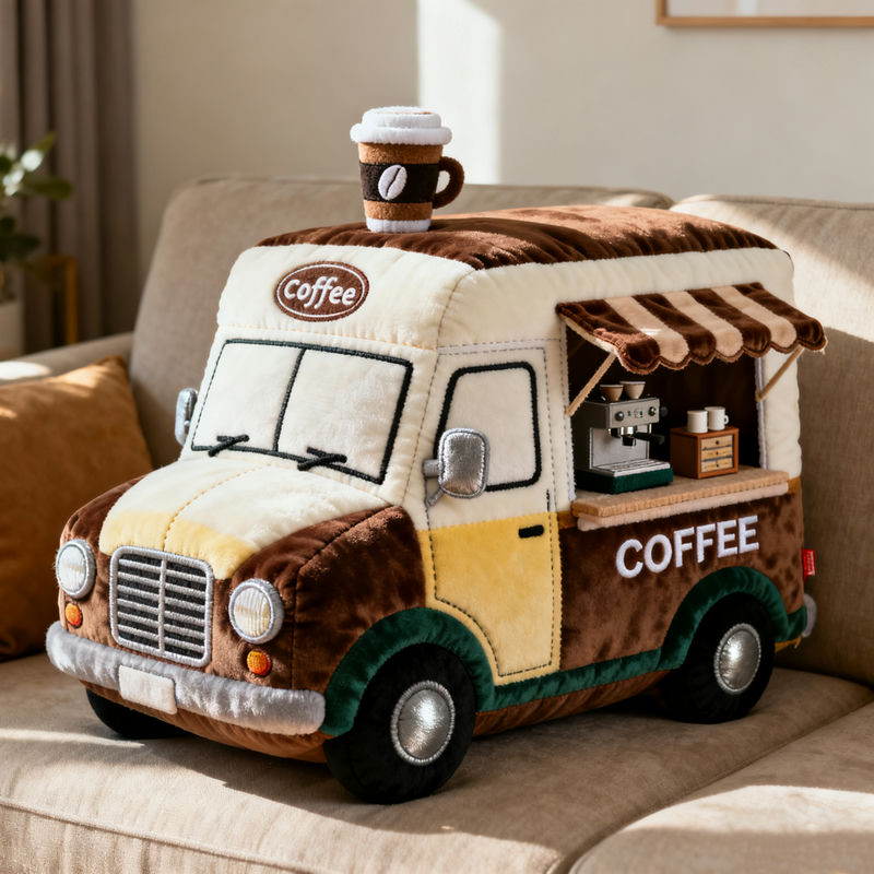 Personalized Coffee Truck Pillow Barista Coffee Shop Decor Unqie Gift for Him - Tradiviet
