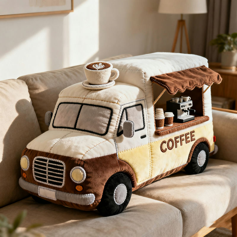 Personalized Coffee Truck Pillow Coffee Lover Sofa Decor Barista Gift For Husbnad - Tradiviet